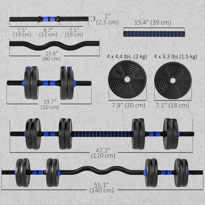Adjustable Dumbbell Set, 33lb Free Weights With Connector Dumbbells & Barbells at Gallery Canada