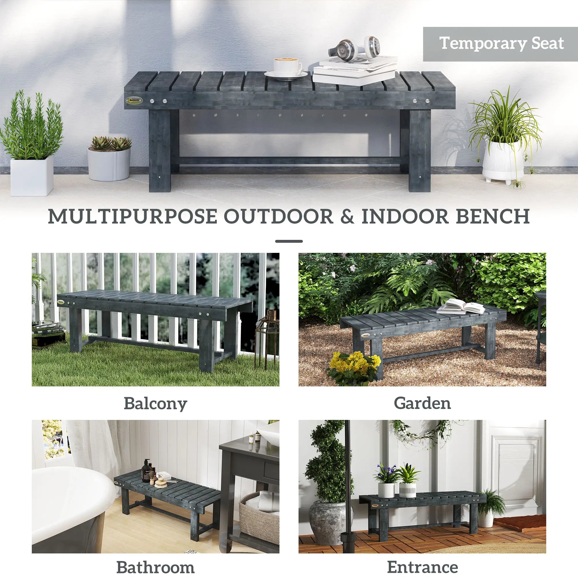Outdoor Garden Bench, Fir Wood Stool, 43.25