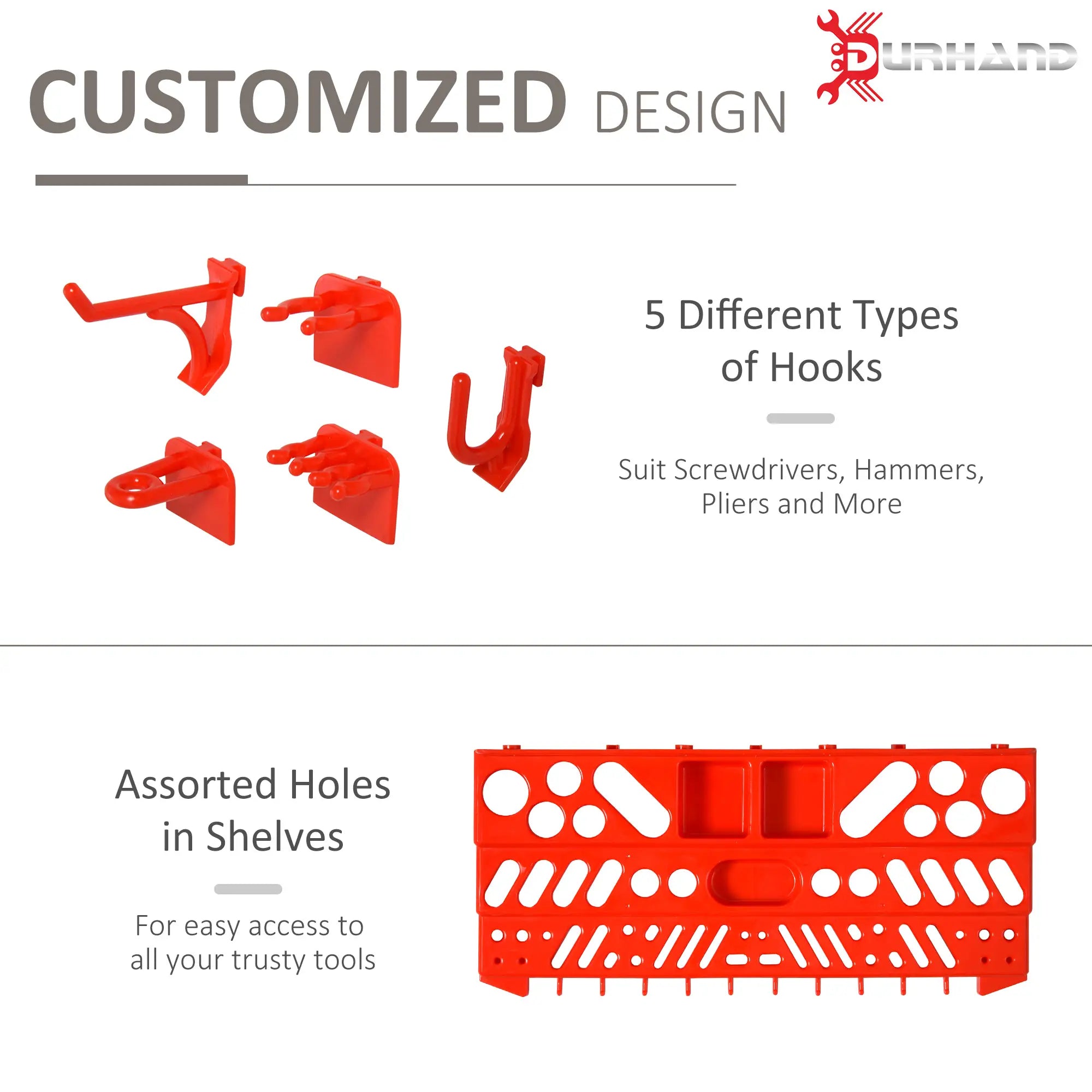 54 Piece Plastic Pegboard Panels, Wall Mounted Garage Storage, 50 Hooks, Red Tool Organizers at Gallery Canada