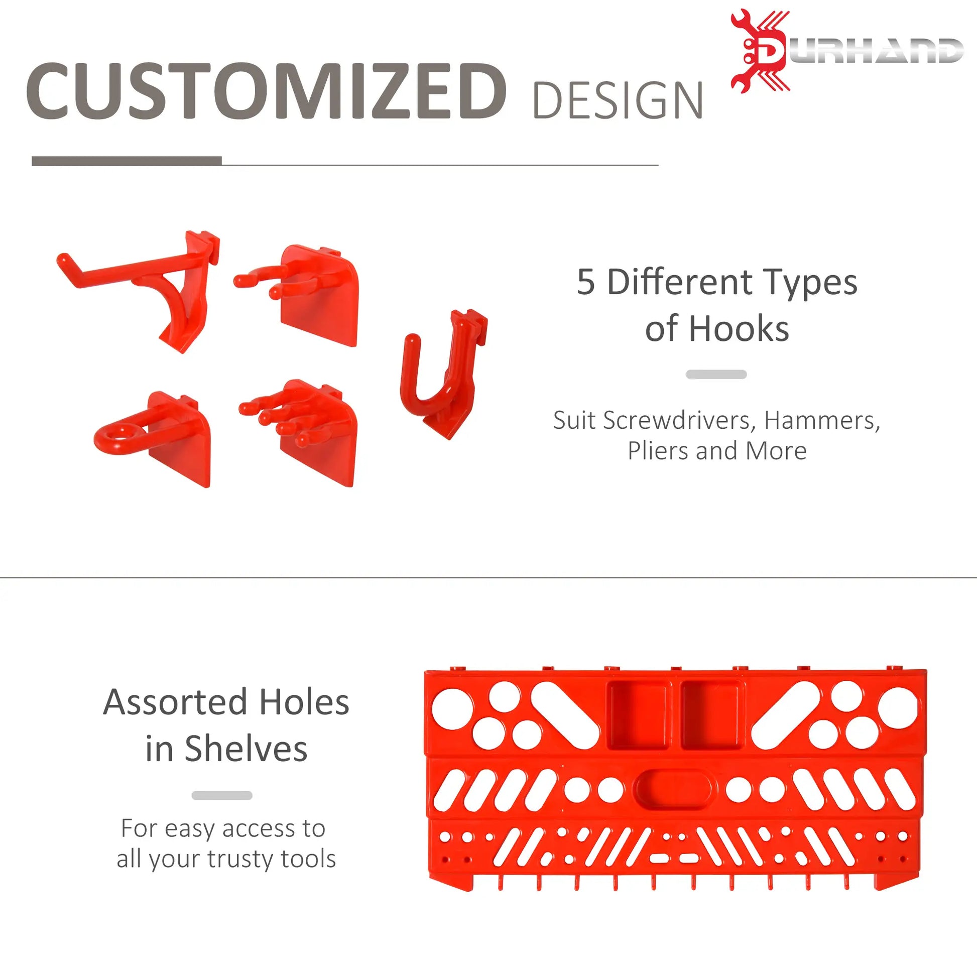 54 Piece Plastic Pegboard Panels, Wall Mounted Garage Storage, 50 Hooks, Red Tool Organizers at Gallery Canada