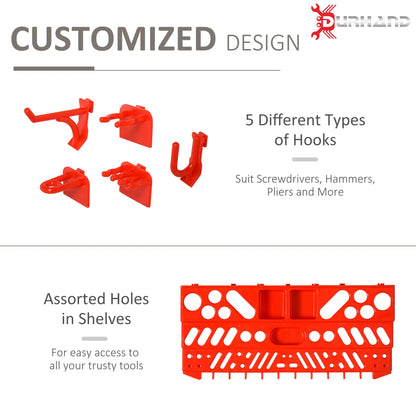 54 Piece Plastic Pegboard Panels, Wall Mounted Garage Storage, 50 Hooks, Red Tool Organizers at Gallery Canada