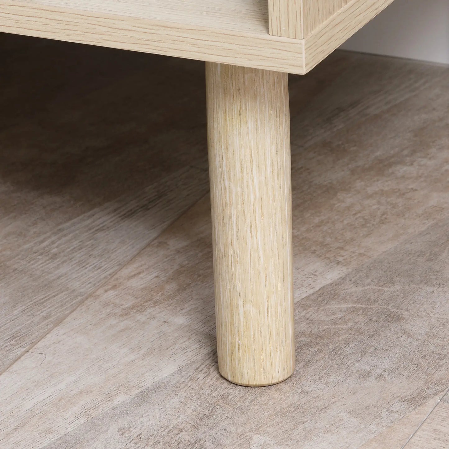 Set of 2 Nightstands, Storage Shelf, Drawer, Natural Wood Bedside Tables at Gallery Canada