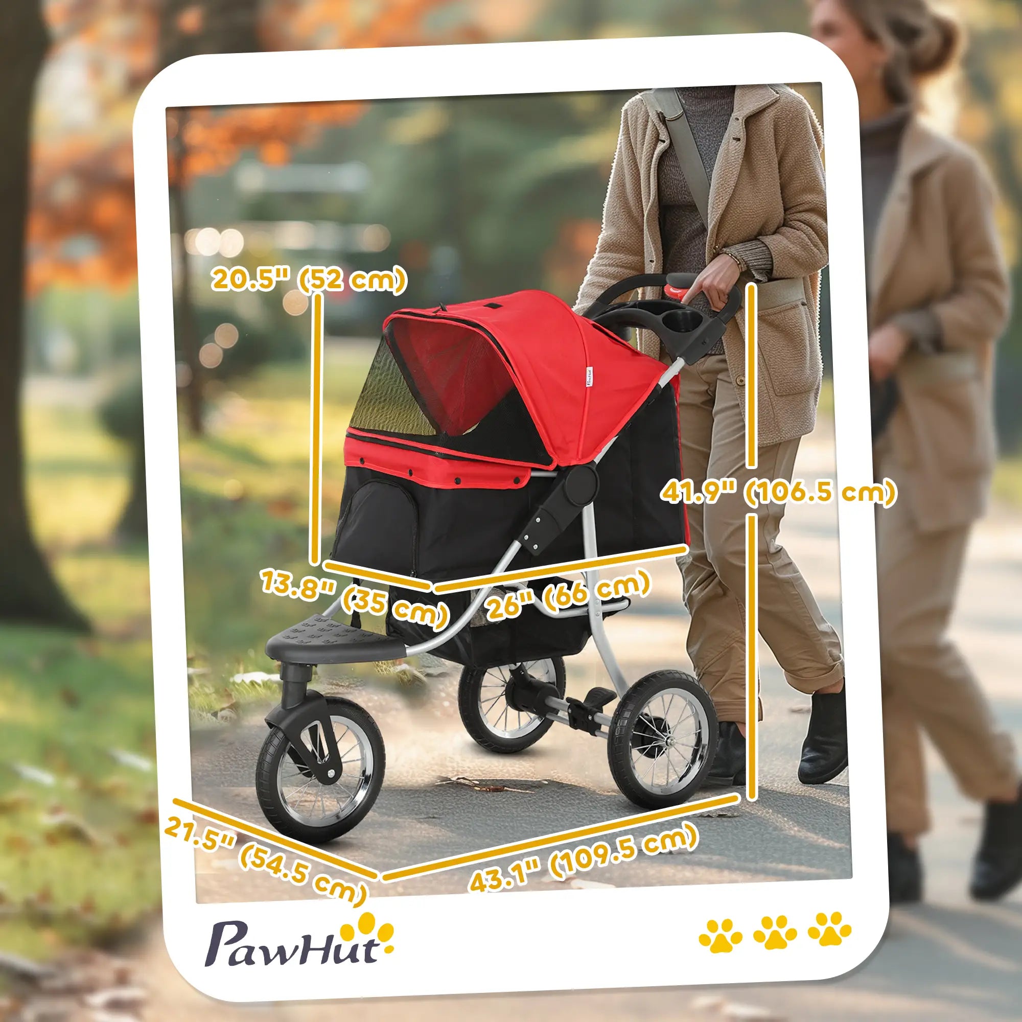 Lightweight Pet Stroller, 3-Rubber Wheels, Adjustable Canopy, Zippered Mesh, Red Dog Bike Trailers & Strollers at Gallery Canada