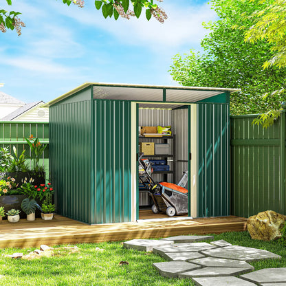 6' x 8.5' Metal Garden Shed, Outdoor Tool Storage, Dark Green Sheds at Gallery Canada