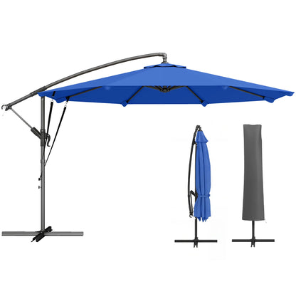10FT Cantilever Patio Umbrella, With Cover And Wind Ropes, Navy Blue Offset Cantilever Umbrellas at Gallery Canada