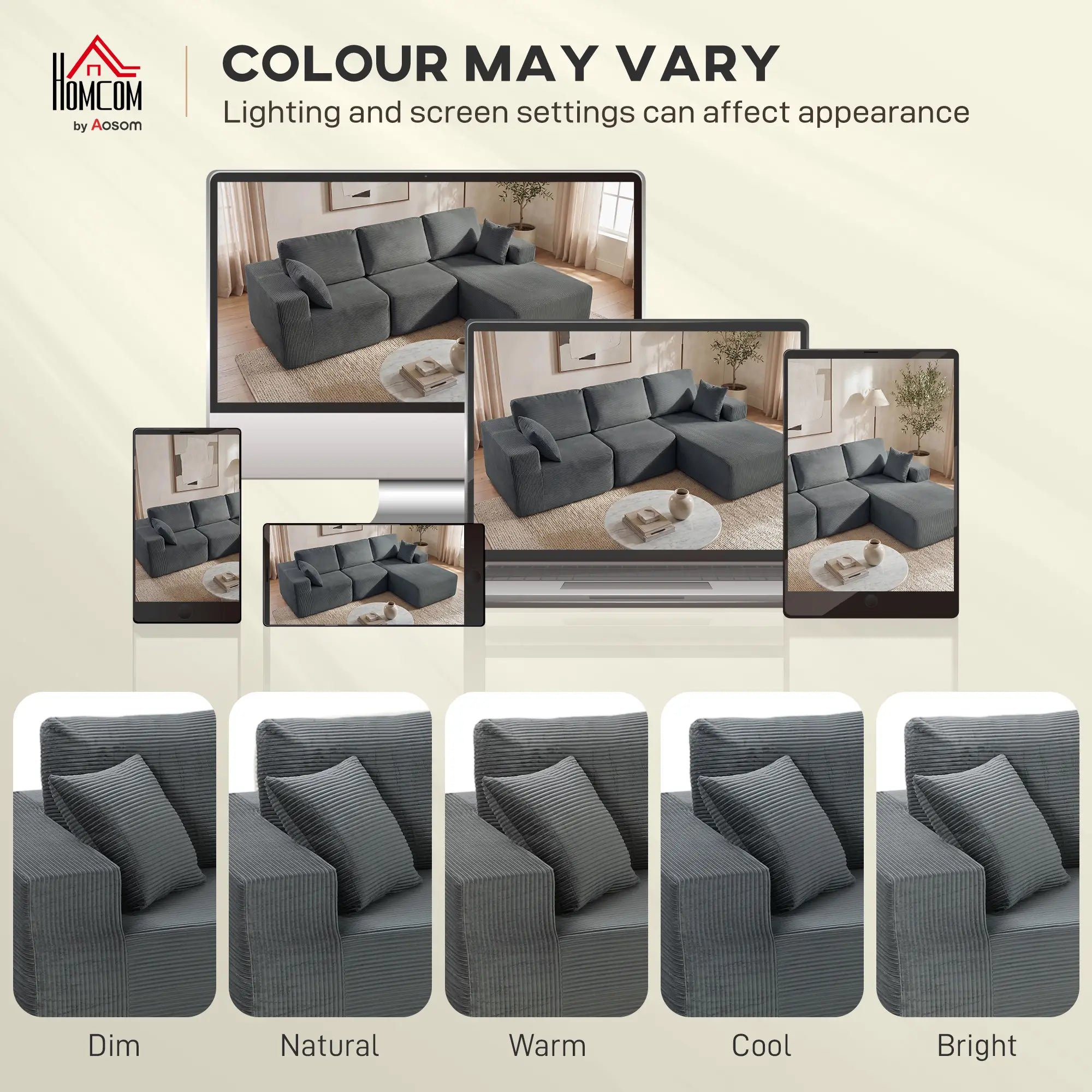 Modular Sectional Sofa Bed, L Shaped Couch, Dark Grey 3-Seater Sofas at Gallery Canada