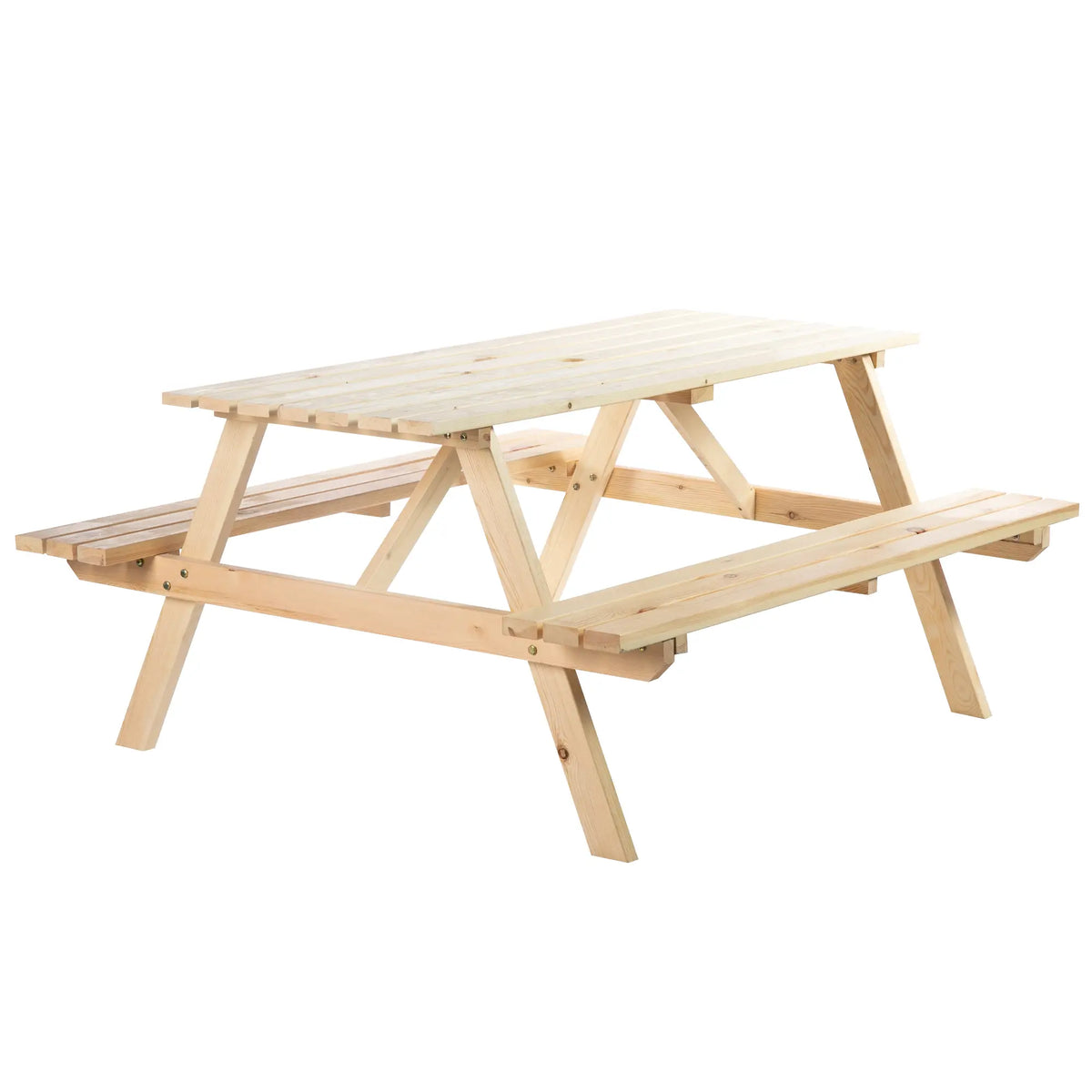 Wood Picnic Table And Bench Set With Umbrella Hole Picnic Tables & Camping Chairs Natural at Gallery Canada