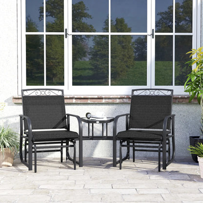 Outdoor Glider Bench with Coffee Table, 2-Seat Rocking Chair Swing, Black Outdoor Gliders at Gallery Canada