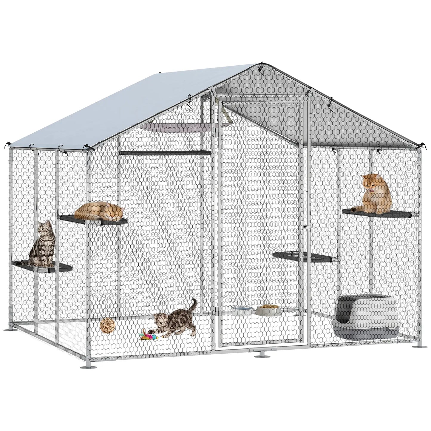 Large Catio Outdoor Cat Enclosure, Waterproof Cover, 94.5" W, Walk-in Patio Outdoor Cat Enclosures at Gallery Canada