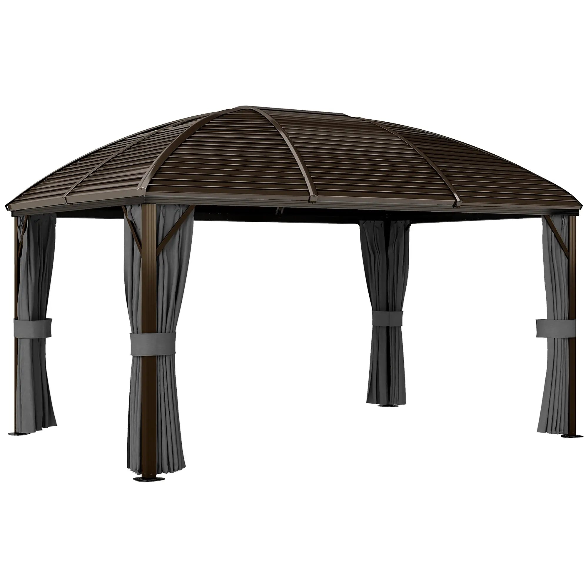 10' x 13' Hardtop Gazebo, Aluminum Canopy, Mesh Nettings, Dark Grey Gazebos at Gallery Canada