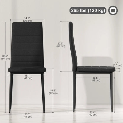 Modern High Back Dining Chairs, PU Leather Upholstered, Set of 6, Black Dining Chairs at Gallery Canada