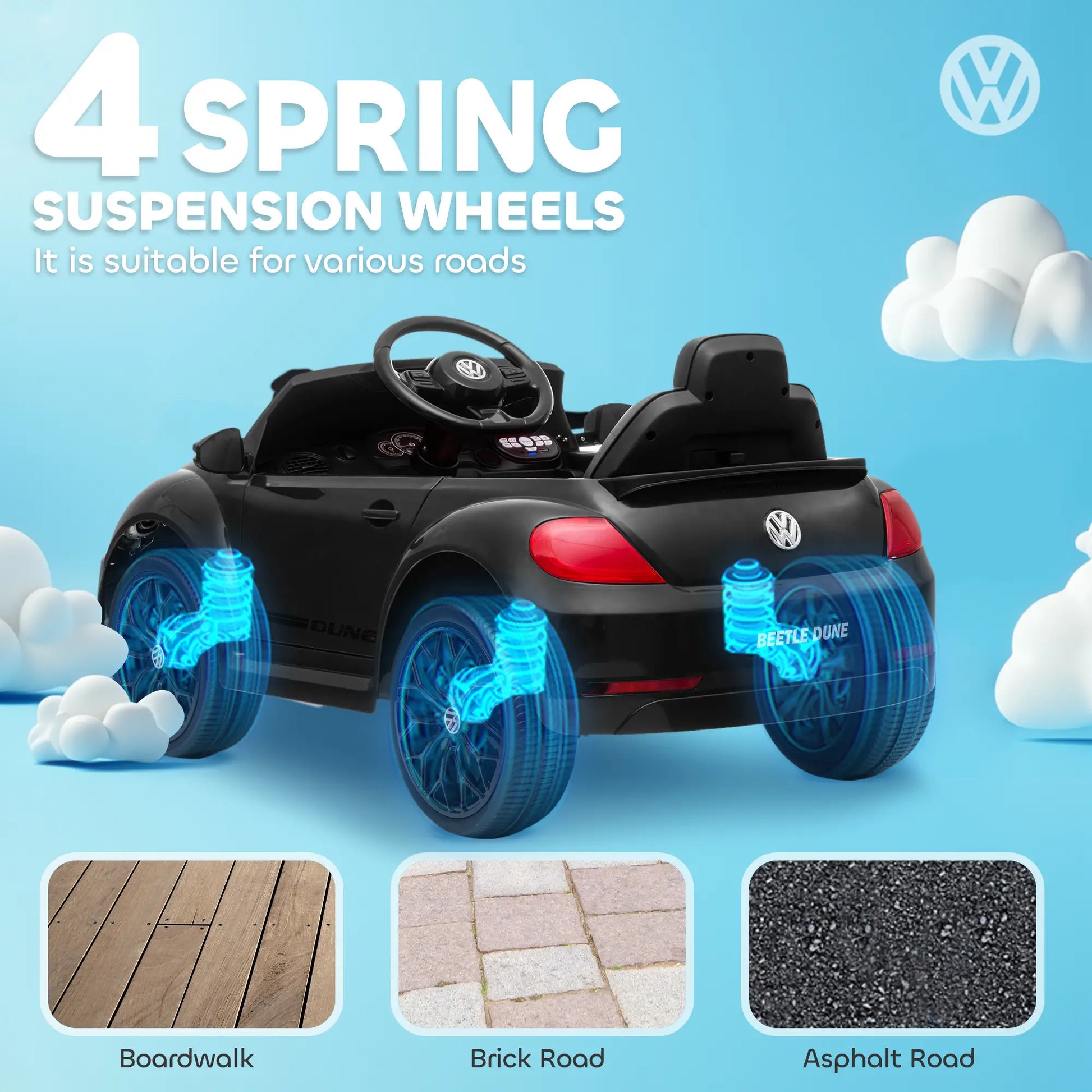 Volkswagen Beetle Licensed 12V Electric Car, Remote Control, Black Electric Toy Cars at Gallery Canada