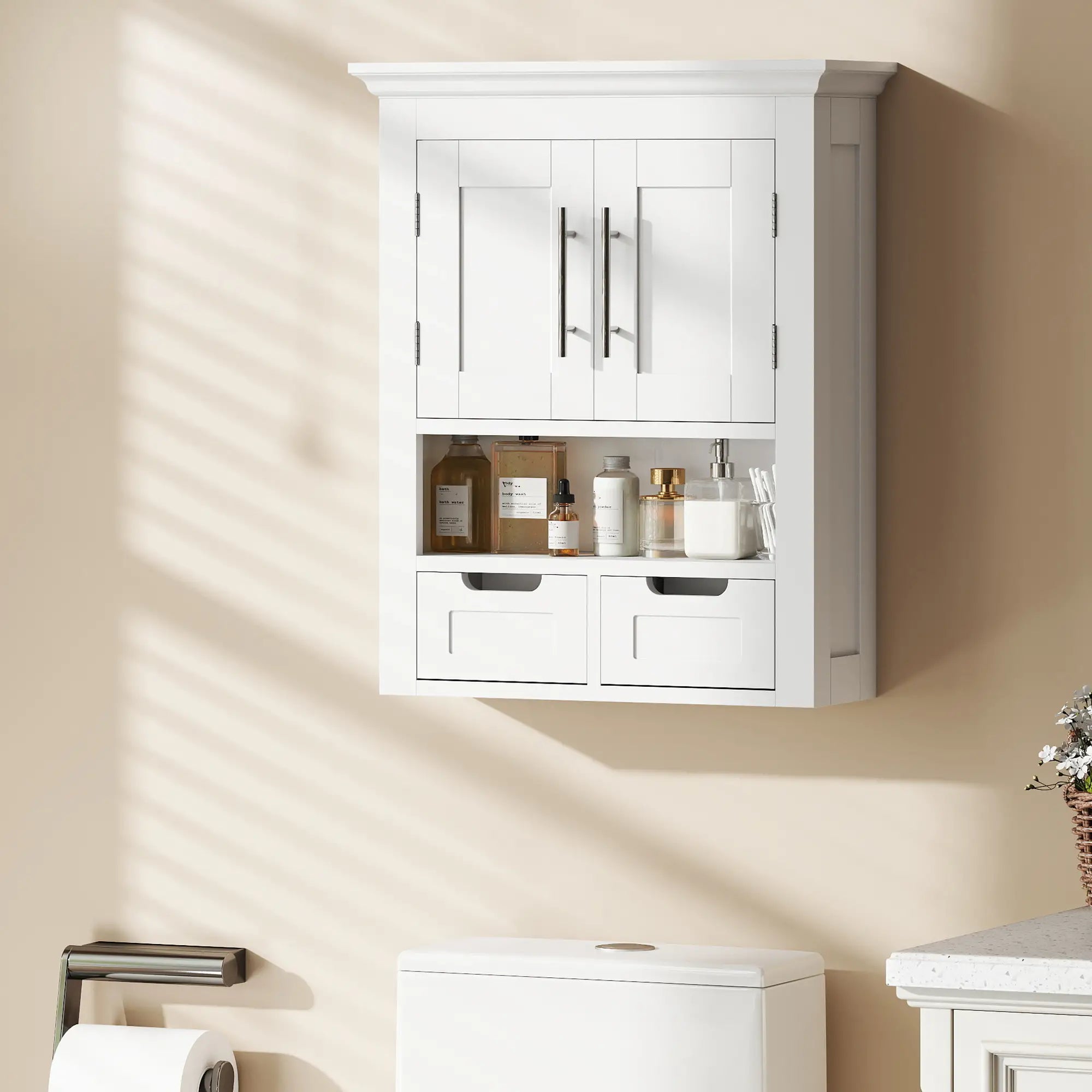 White Wall Cabinet, Medicine Cabinet With Shelf, 24 Inch, White Wall Mounted Cabinets at Gallery Canada