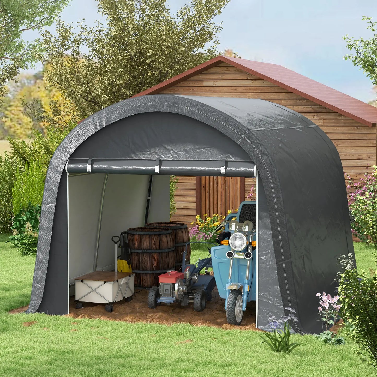 10' x 10' Outdoor Storage Tent, Heavy Duty Waterproof Shed for Bike, Motorcycle, Garden Tools Sheds at Gallery Canada