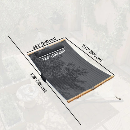 Padded Camping Hammock With Pillow, Spreader Bars, 200 x 140 cm, Grey Camping Hammocks at Gallery Canada