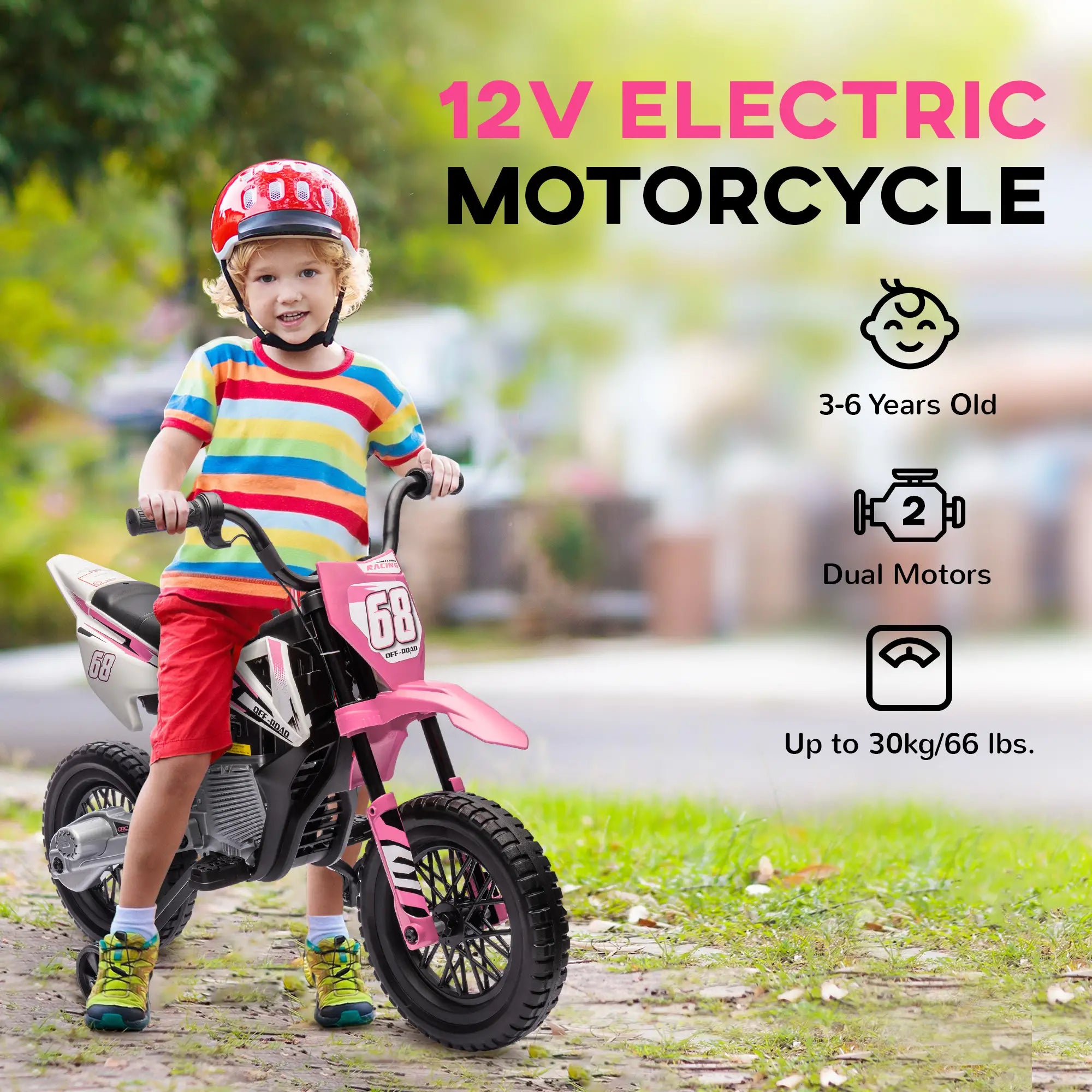 12V Kids Dirt Bike, Electric Motorcycle, Pink Electric Motorcycles at Gallery Canada
