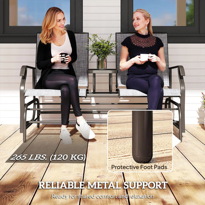 Outdoor Glider Rocking Chair, 2 Person Loveseat, Garden Bench, Grey Outdoor Gliders at Gallery Canada