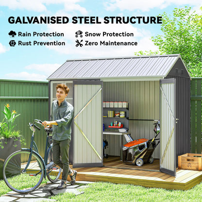 8.5' x 5.5' Metal Garden Shed, Outdoor Storage, Lockable Door, Light Grey Sheds at Gallery Canada