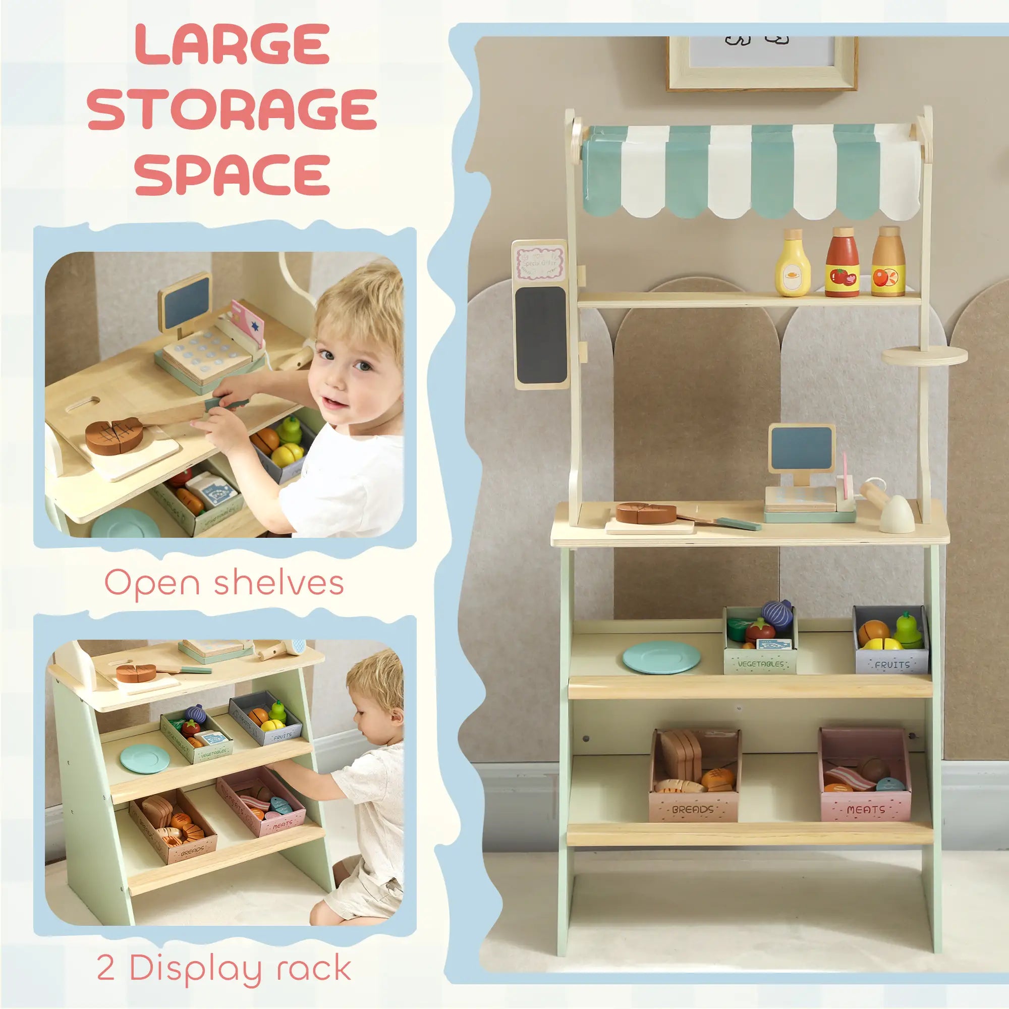 Kids Grocery Store Playset, Toy Set with Cash Register, Chalkboard, Food Toy Playsets at Gallery Canada