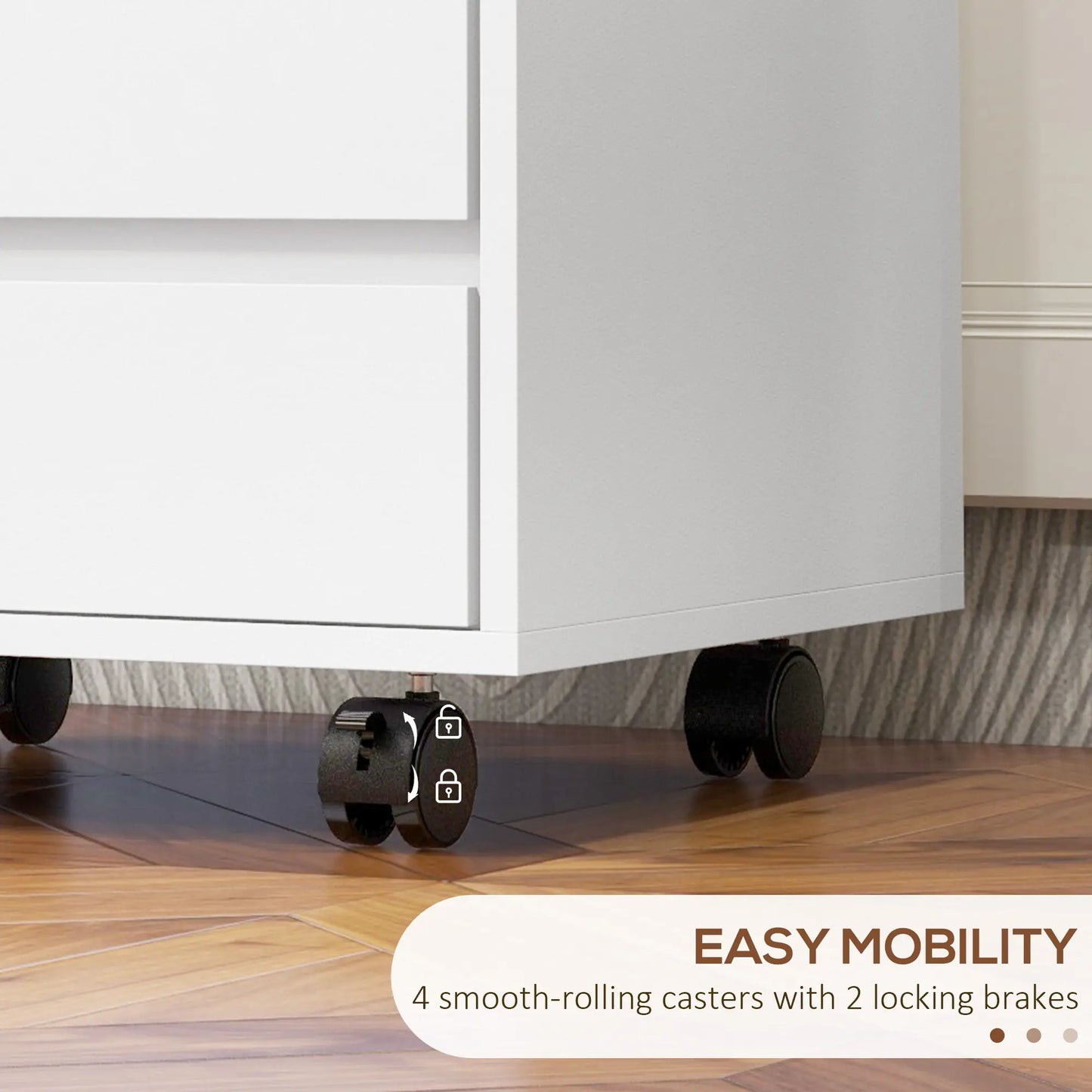 4 Drawer File Cabinet, Vertical Filing with Wheels, Printer Stand, White Office Cabinets & Cupboards at Gallery Canada