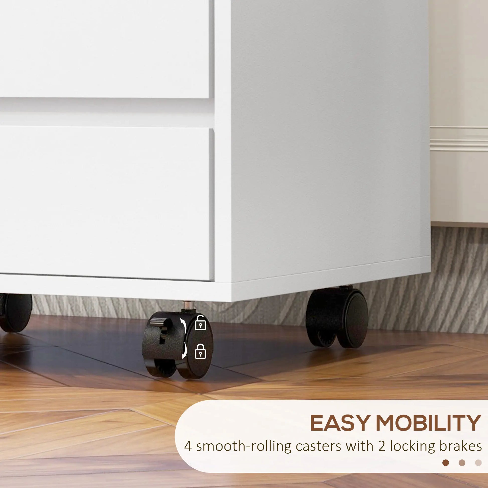 4 Drawer File Cabinet, Vertical Filing with Wheels, Printer Stand, White Office Cabinets & Cupboards at Gallery Canada