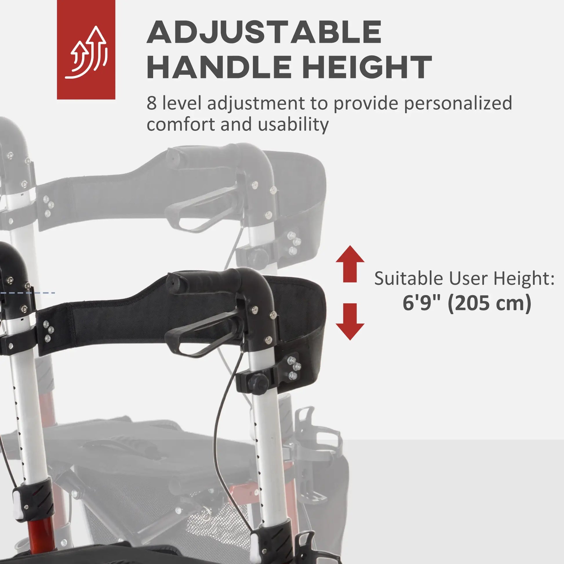 Lightweight Folding Walker, Large Seat, Adjustable Handle, Red Knee Walker & Wheelchair Ramps at Gallery Canada