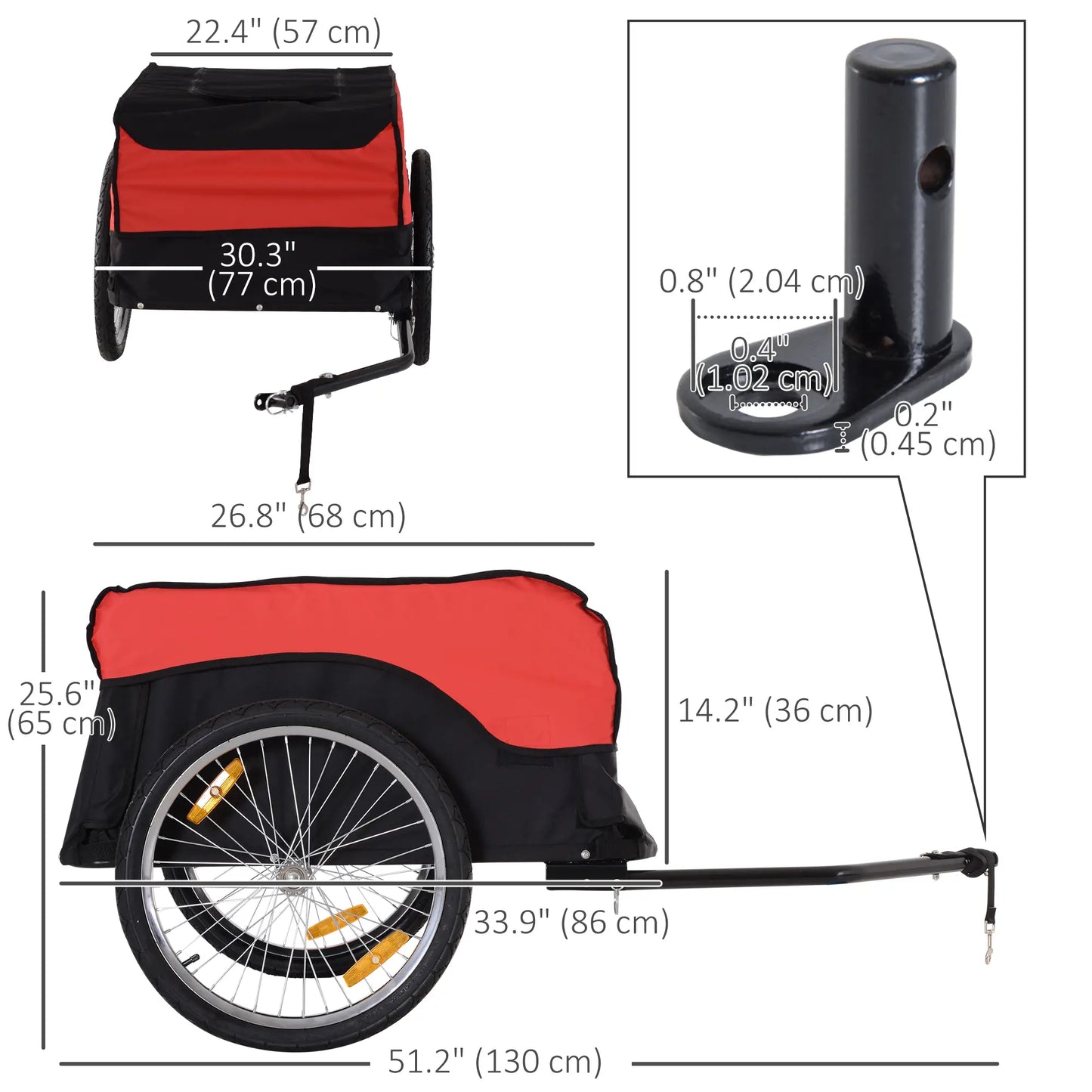 Bike Cargo Trailer, Bicycle Luggage Carrier Cart, Black, Red Bike Cargo Trailers at Gallery Canada