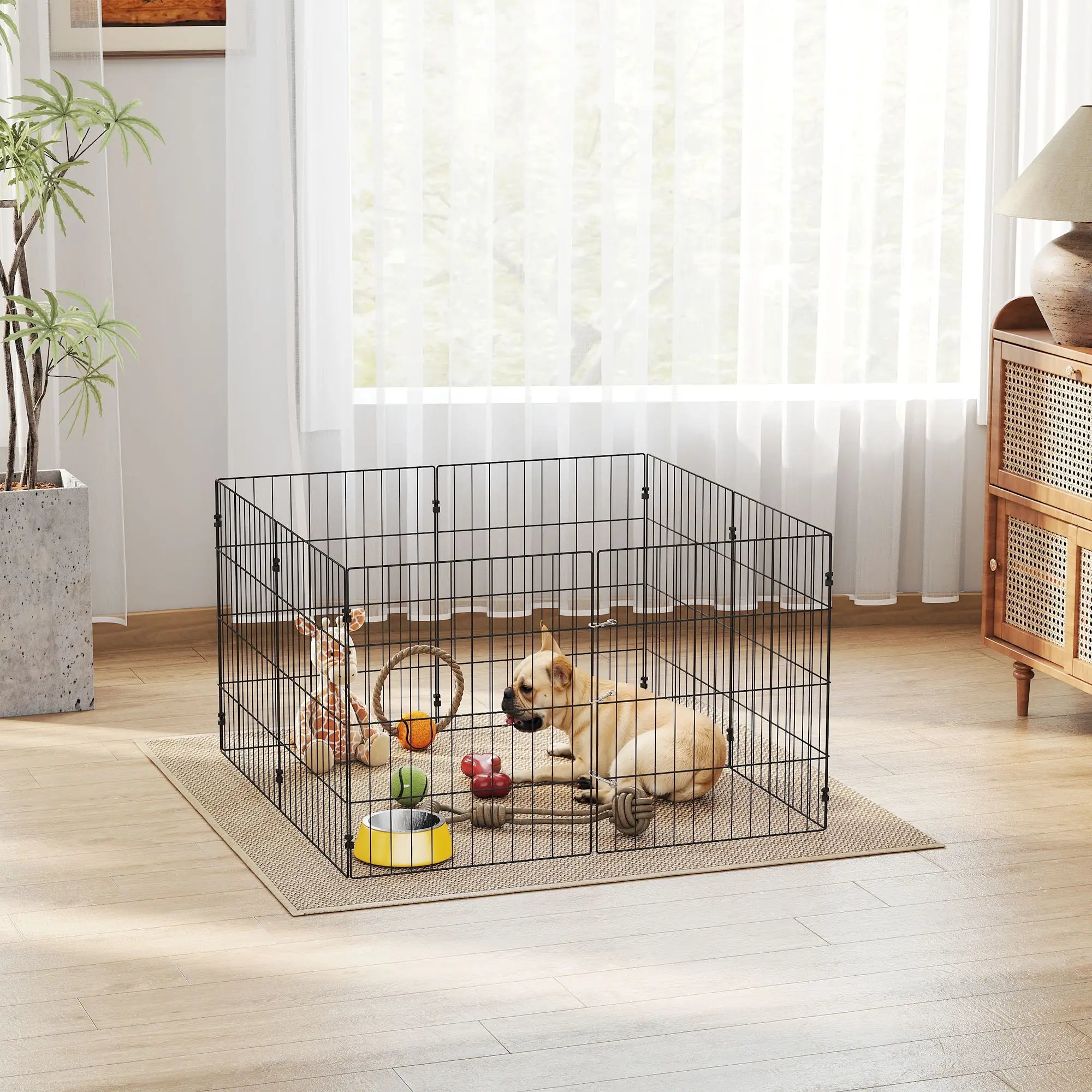 Foldable Metal Dog Playpen, Expandable Pet Fence, 20
