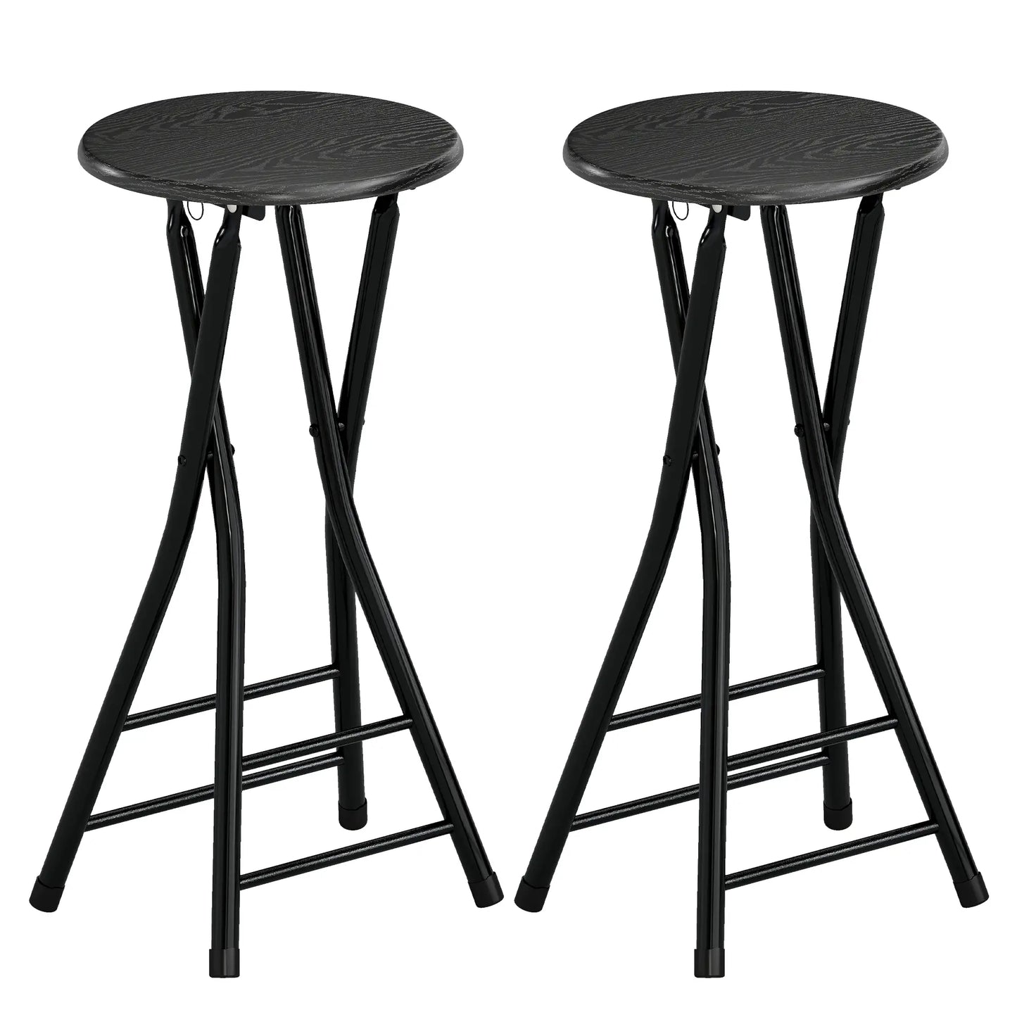 Set of 2 Foldable Barstools, Counter Height with Footrest, Steel Legs, Black Bar Stools Black at Gallery Canada