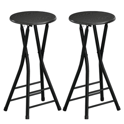 Set of 2 Foldable Barstools, Counter Height with Footrest, Steel Legs, Black Bar Stools Black at Gallery Canada