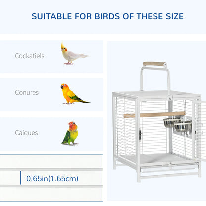 Bird Travel Carrier Cage, With Stand Perch, Stainless Steel Bowls, Pull Out Tray, White Bird Cages at Gallery Canada