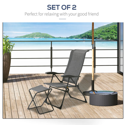 Outdoor Lounge Chair, Recliner with Footrest, Storage Pocket, Black Grey Lounger Chairs at Gallery Canada