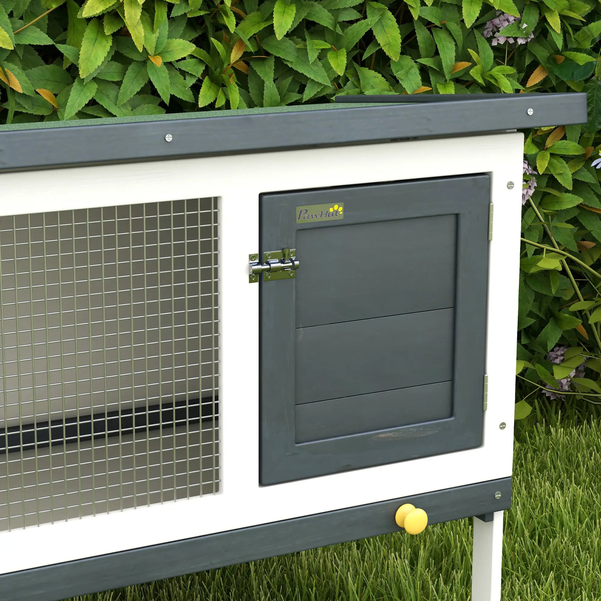 Wooden Outdoor Rabbit Hutch, Slide-Out Tray, Openable Roof, 35" W x 18" D x 26" H, Black Rabbit Hutch at Gallery Canada