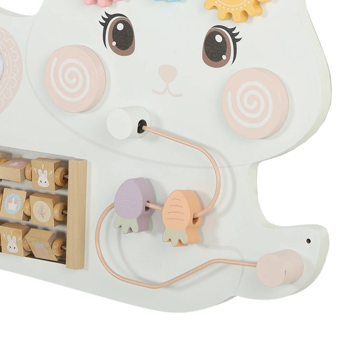 Easter Bunny Busy Board, Wall-Mounted Montessori Toy, White
