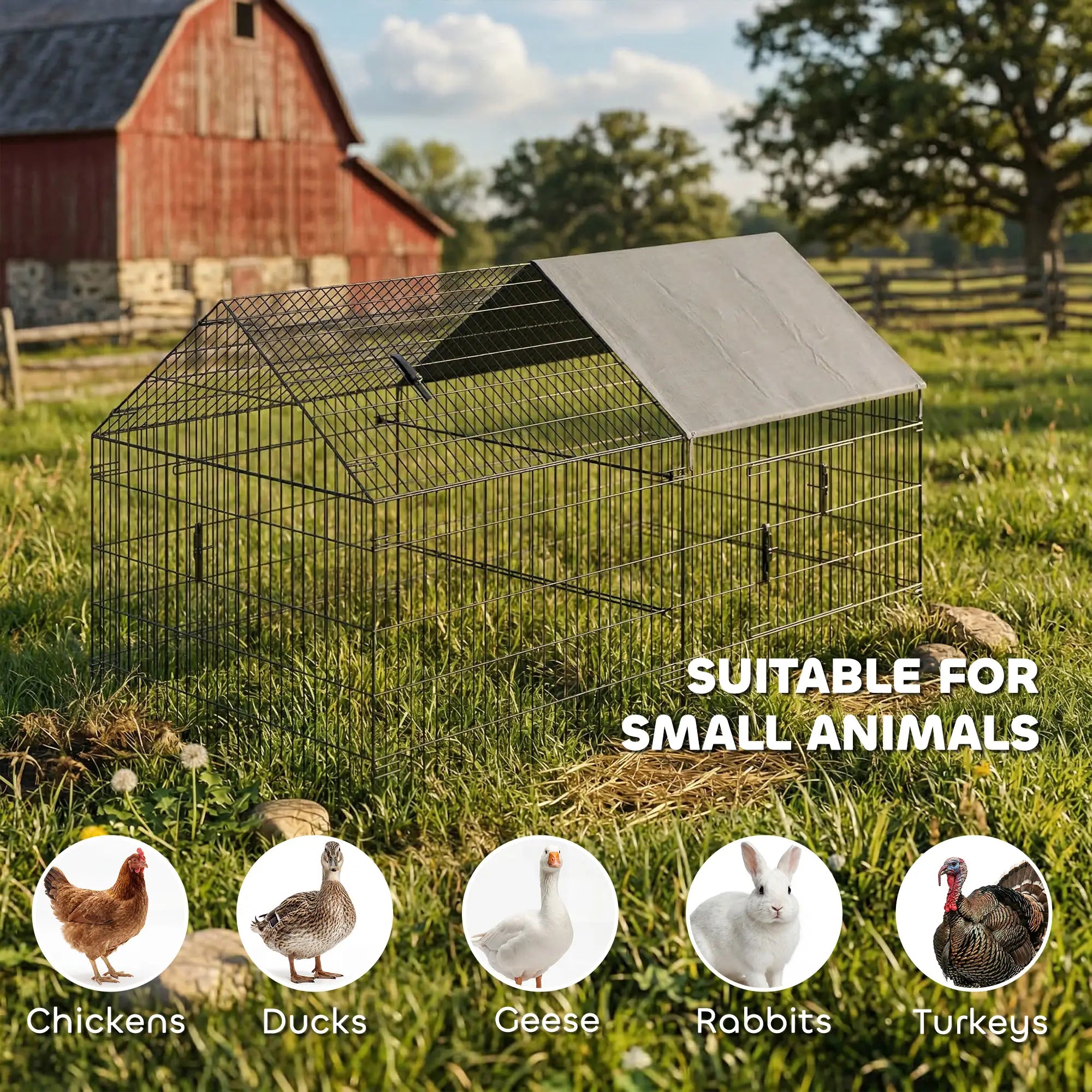 Large Metal Chicken Coop, Water-Resistant Anti-UV Cover, 4 Doors Chicken Coops at Gallery Canada