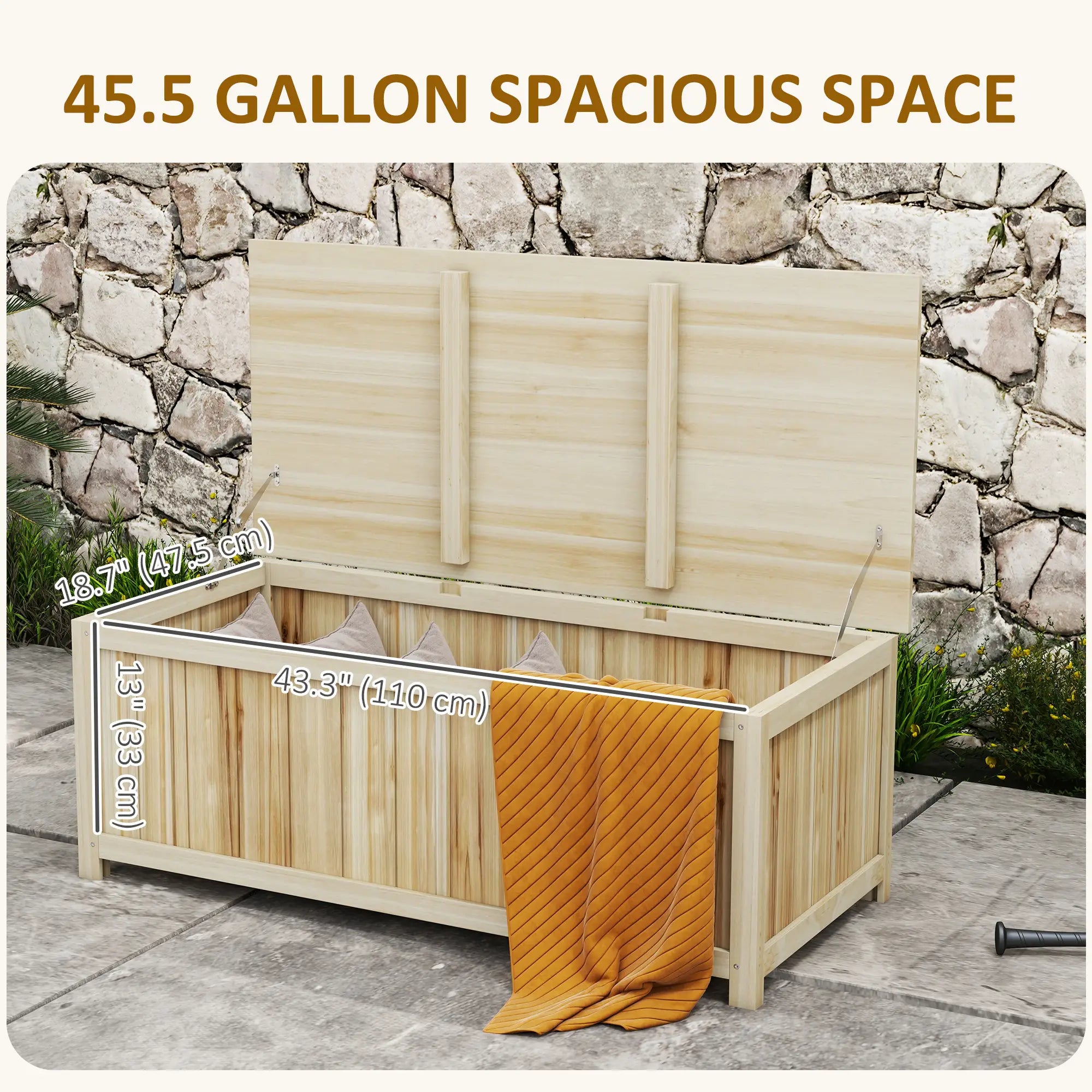 45 Gallon Wooden Storage Box, Patio Deck Box Bench, Natural Patio Storage Boxes at Gallery Canada