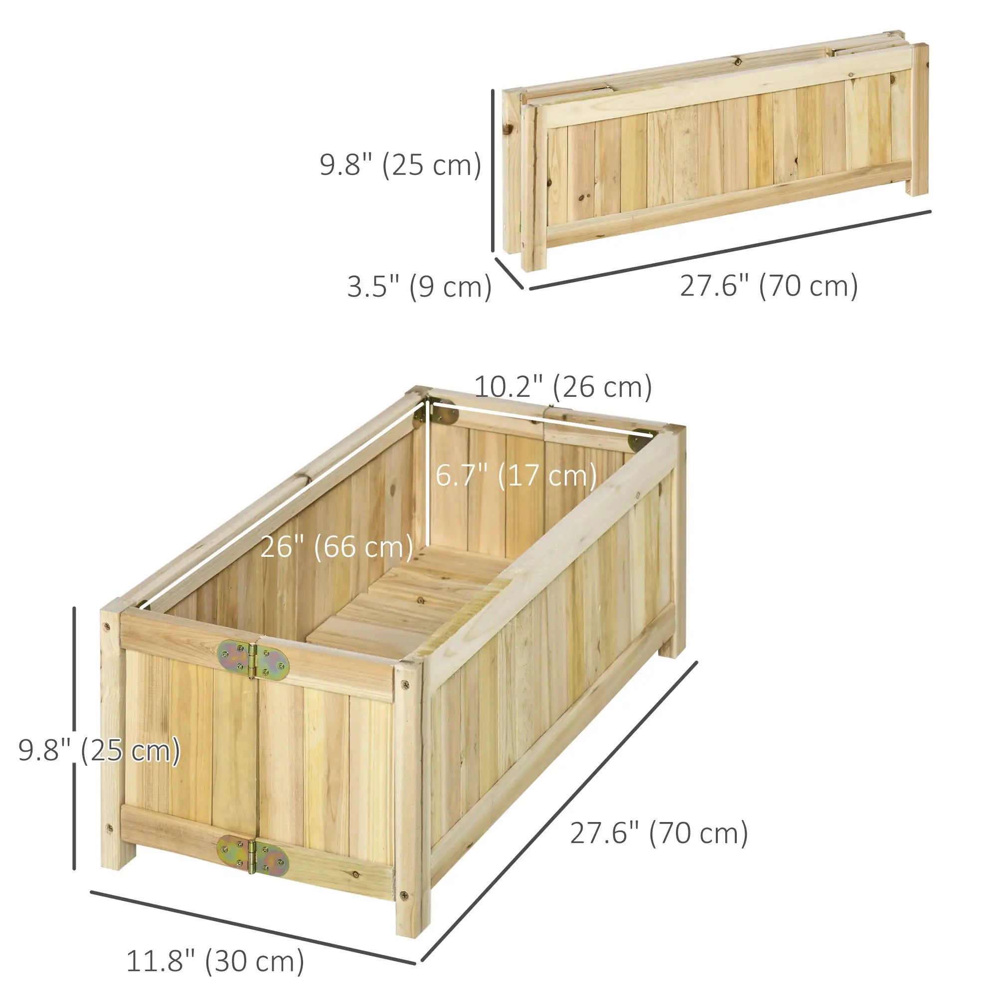 Foldable Elevated Planter Box, Wooden Raised Garden Bed, 48x24x30in, Natural Wooden Planter Boxes at Gallery Canada