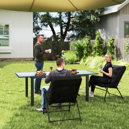 Outdoor Folding Chairs, Adjustable Backrest, Padded, Set of 2, Black Patio Chairs Black at Gallery Canada