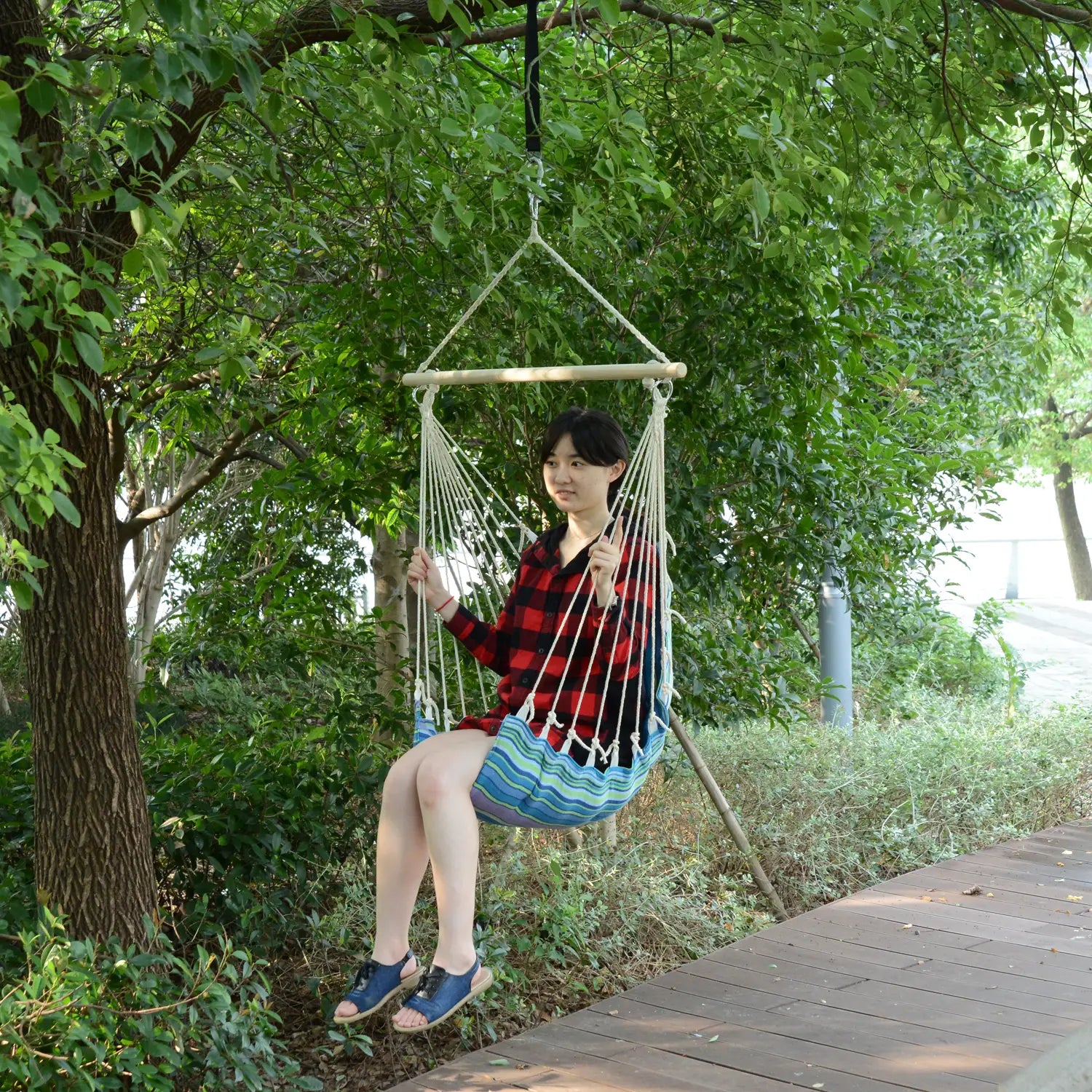 Portable Hanging Woven Hammock, Swing Chair, Outdoor Camping, Blue Hammock Swings at Gallery Canada