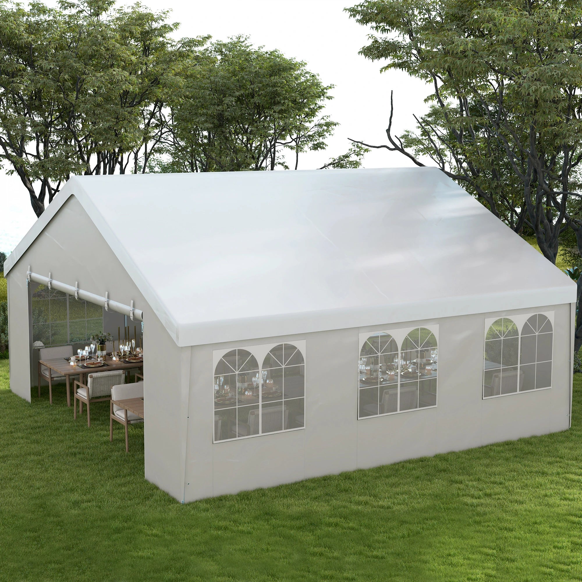 Heavy Duty Party Tent, 19.5' x 19', Large Canopy, White Canopy Tents at Gallery Canada