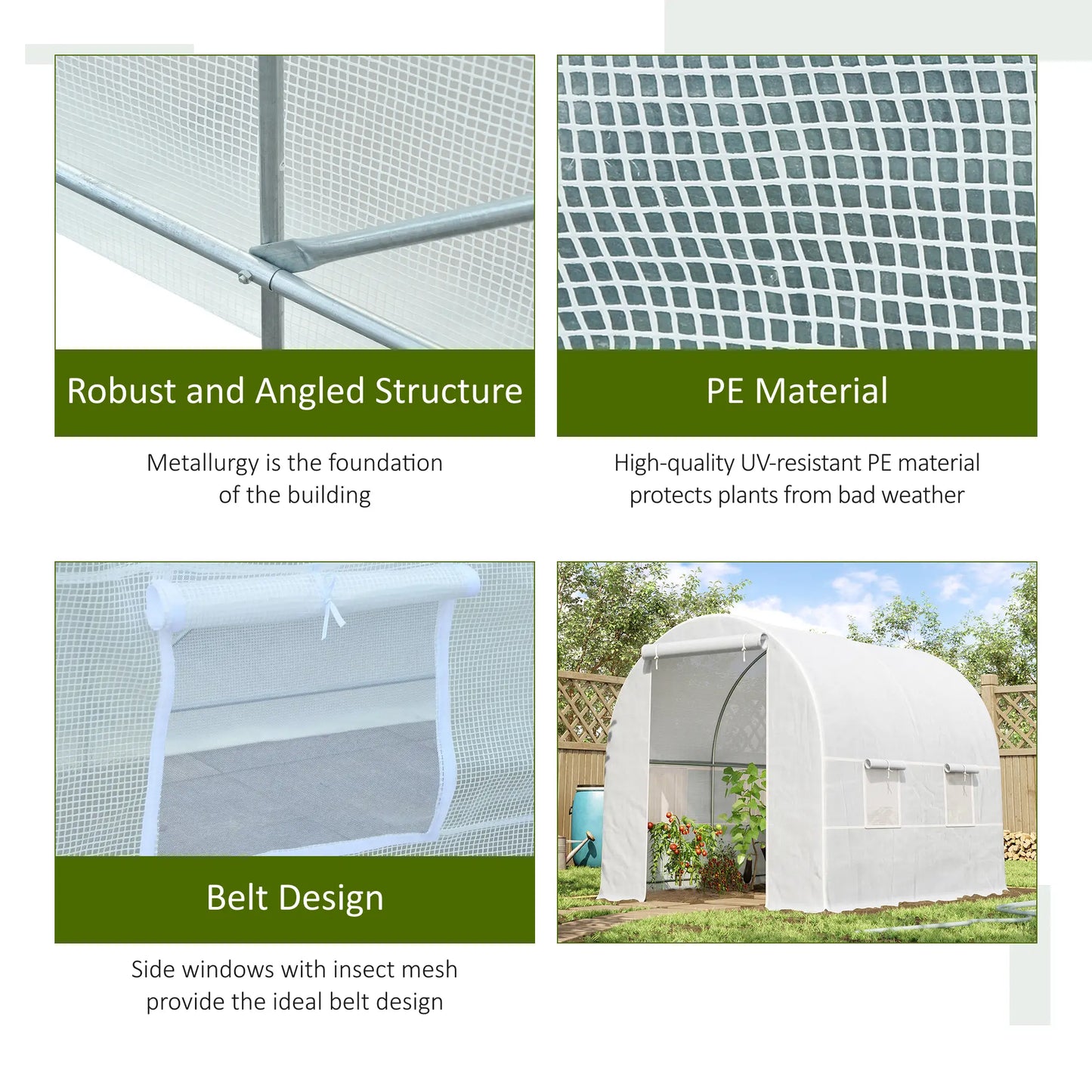 8.2x6.6x6.6ft Walk-in Greenhouse, Portable Garden Plant House, White Walk In Greenhouses at Gallery Canada