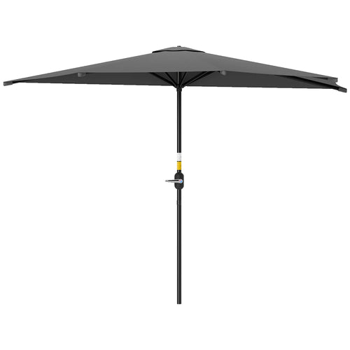 9.8ft Semi Round Patio Umbrella, Crank Handle, Top Vent, Dark Grey