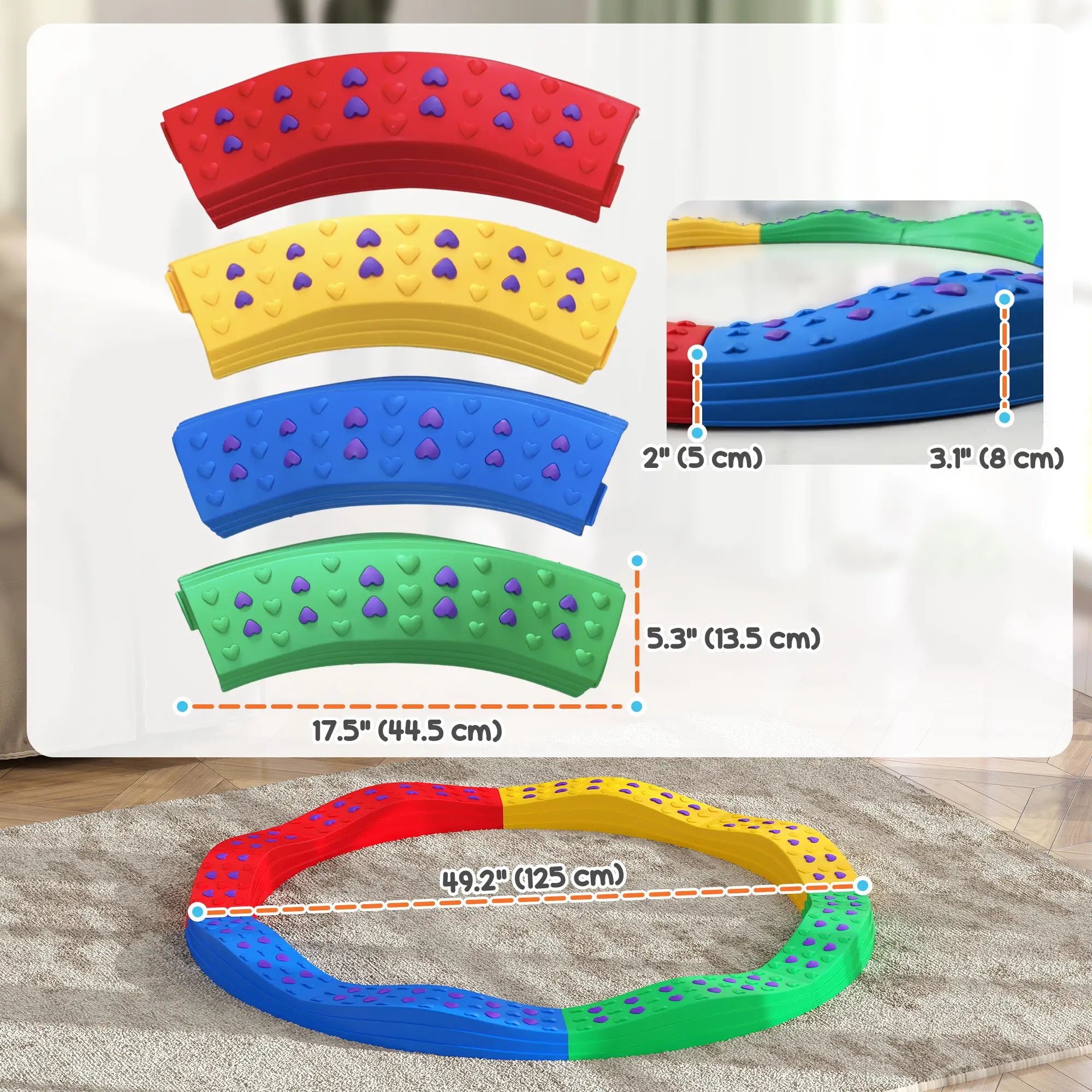 8PCs Kids Balance Beam Stepping Stones, Non-Slip Foot Pads Baby Gym & Playmats at Gallery Canada