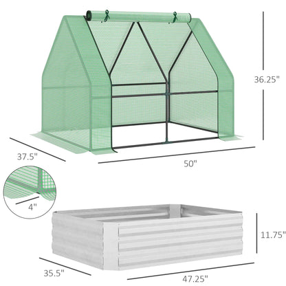 Steel Outdoor Raised Garden Bed with Greenhouse, Cover, 50"x37.4"x36.2", Green Mini Greenhouses at Gallery Canada