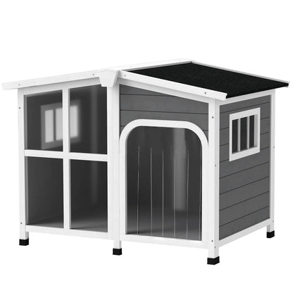 Wooden Dog House, Raised Kennel, Removable Bottom, Asphalt Roof, Dark Grey Houses, Kennels & Pens Dark Grey, White at Gallery Canada