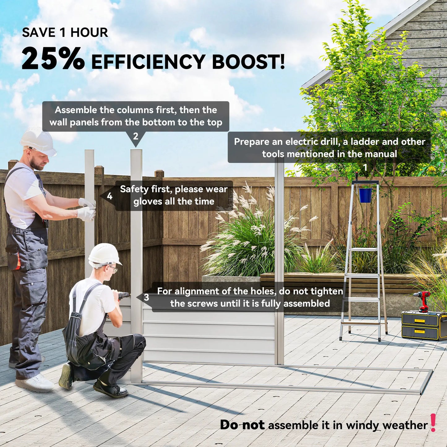 8 x 4FT Galvanized Garden Storage Shed, Metal Outdoor Shed, Light Grey