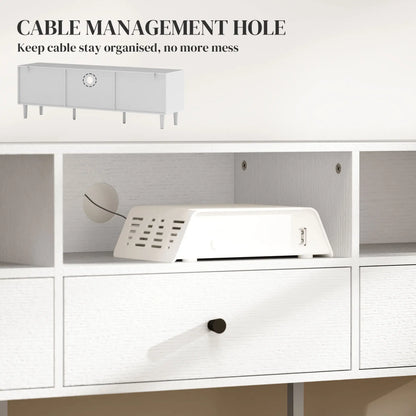 TV Stand for 75 Inches, 3 Storage Shelves, 3 Drawers, White TV Stands at Gallery Canada
