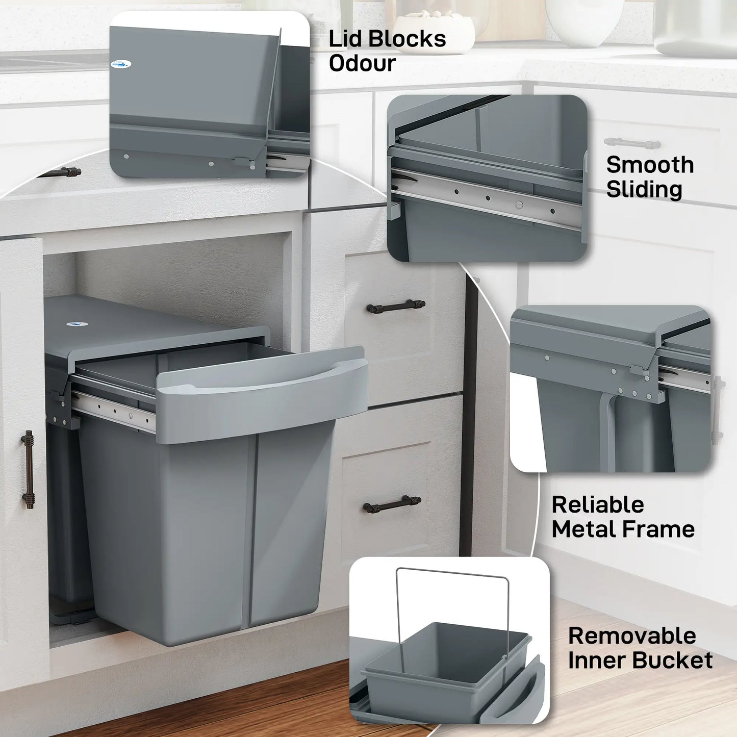 Pull Out Trash Can Under Cabinet, 10.6 Gallon, Grey Household Supplies at Gallery Canada