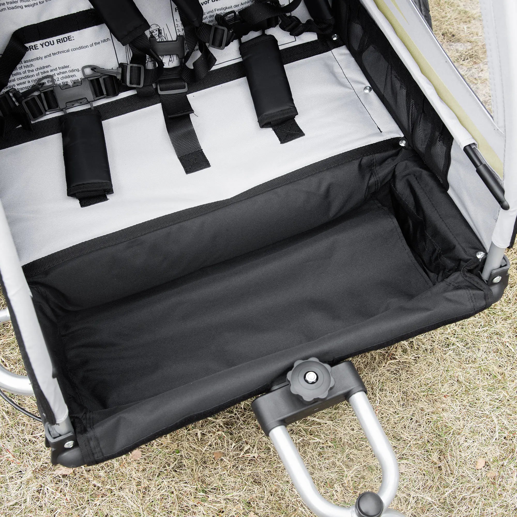 2 Seat Bike Trailer, Double Jogging Stroller, Handbrake, Rubber Wheels, Green Kids Bike Trailers at Gallery Canada