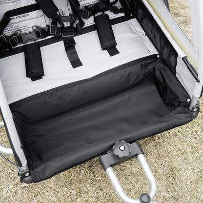 2 Seat Bike Trailer, Double Jogging Stroller, Handbrake, Rubber Wheels, Green Kids Bike Trailers at Gallery Canada